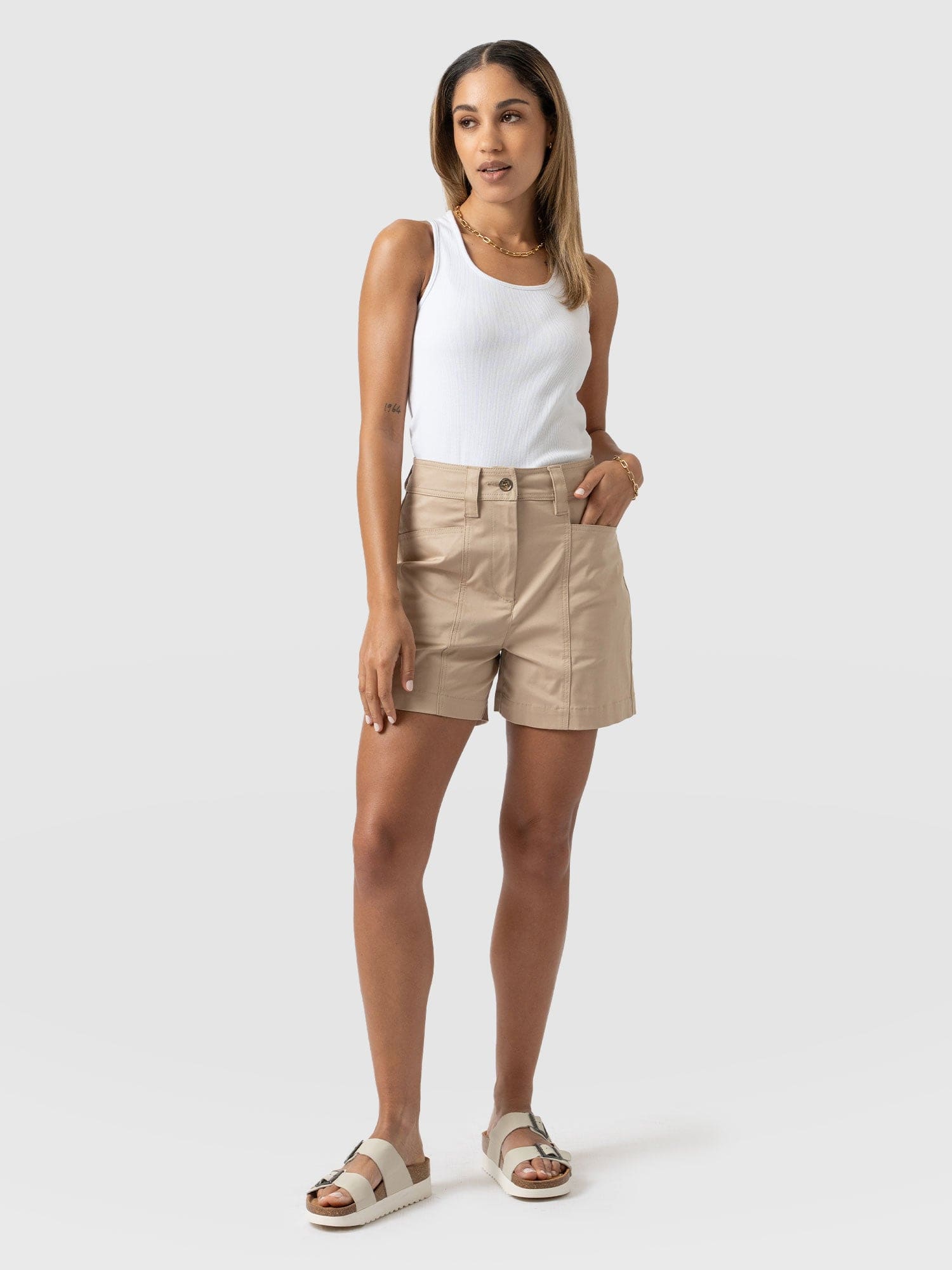 Cargo Short Beige - Women's Shorts | Saint + Sofia® UK