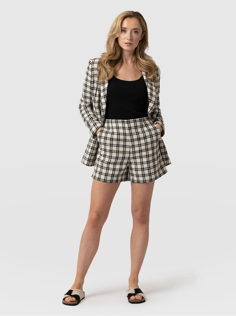 Carnaby Short Black & Cream Check - Women's Shorts | Saint + Sofia® UK