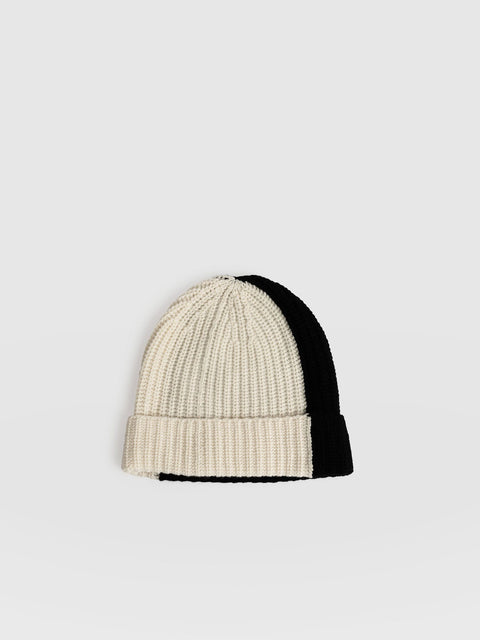 Cashmere Beanie Cream/Black - Women's Hats | Saint + Sofia® USA