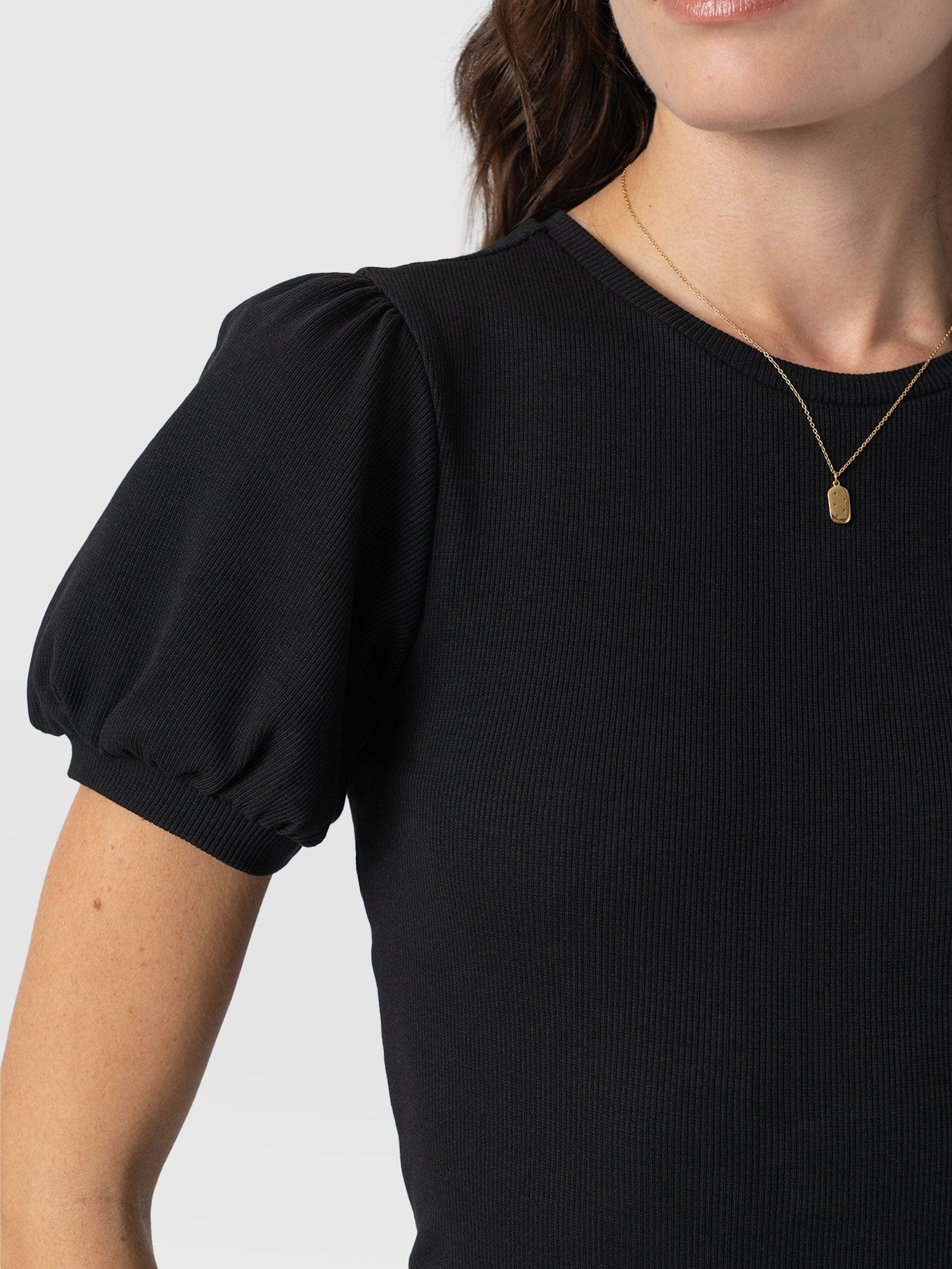 Cavendish Tee Puff Sleeve Black - Women's T-Shirts | Saint + Sofia® USA