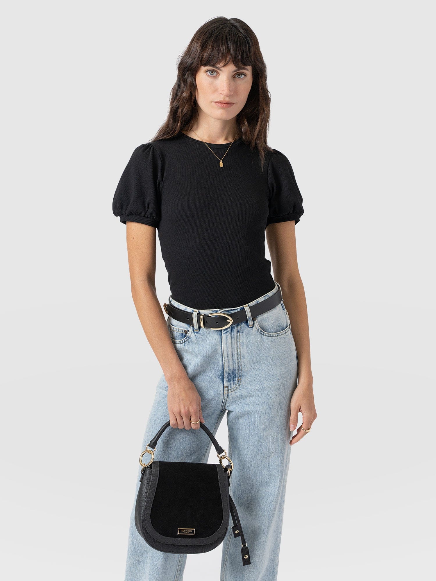 Cavendish Tee Puff Sleeve Black - Women's T-Shirts | Saint + Sofia® USA