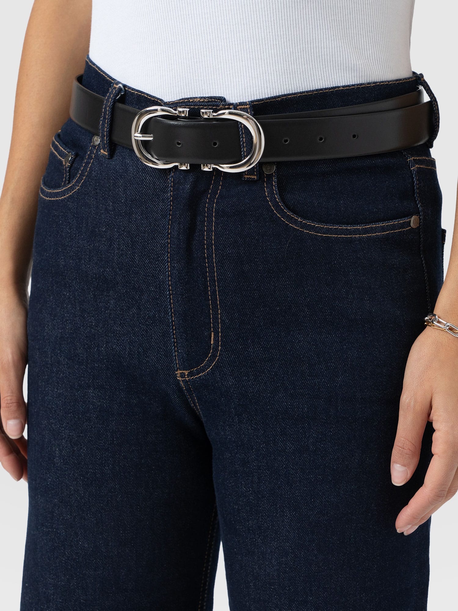 Chelsea Belt - Black/Silver - Women's Accessories | Saint + Sofia® USA