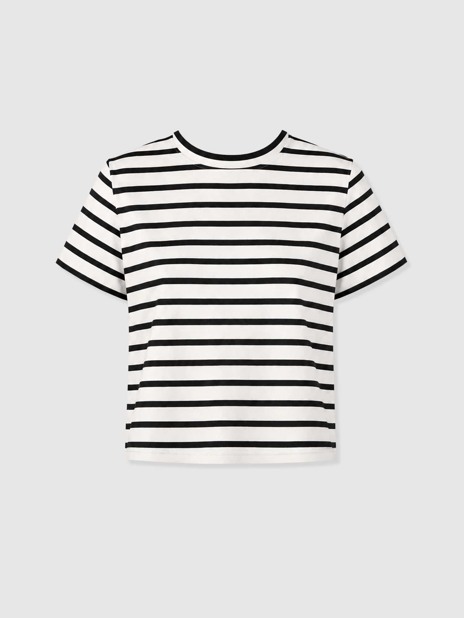 Chelsea Crew Neck Tee - Black Stripe - Women's T-shirts | Saint + Sofia® USA