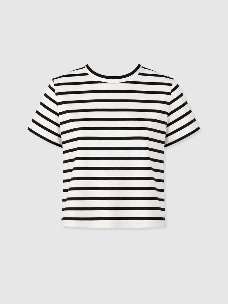 Chelsea Crew Neck Tee - Black Stripe - Women's T-shirts | Saint + Sofia® USA