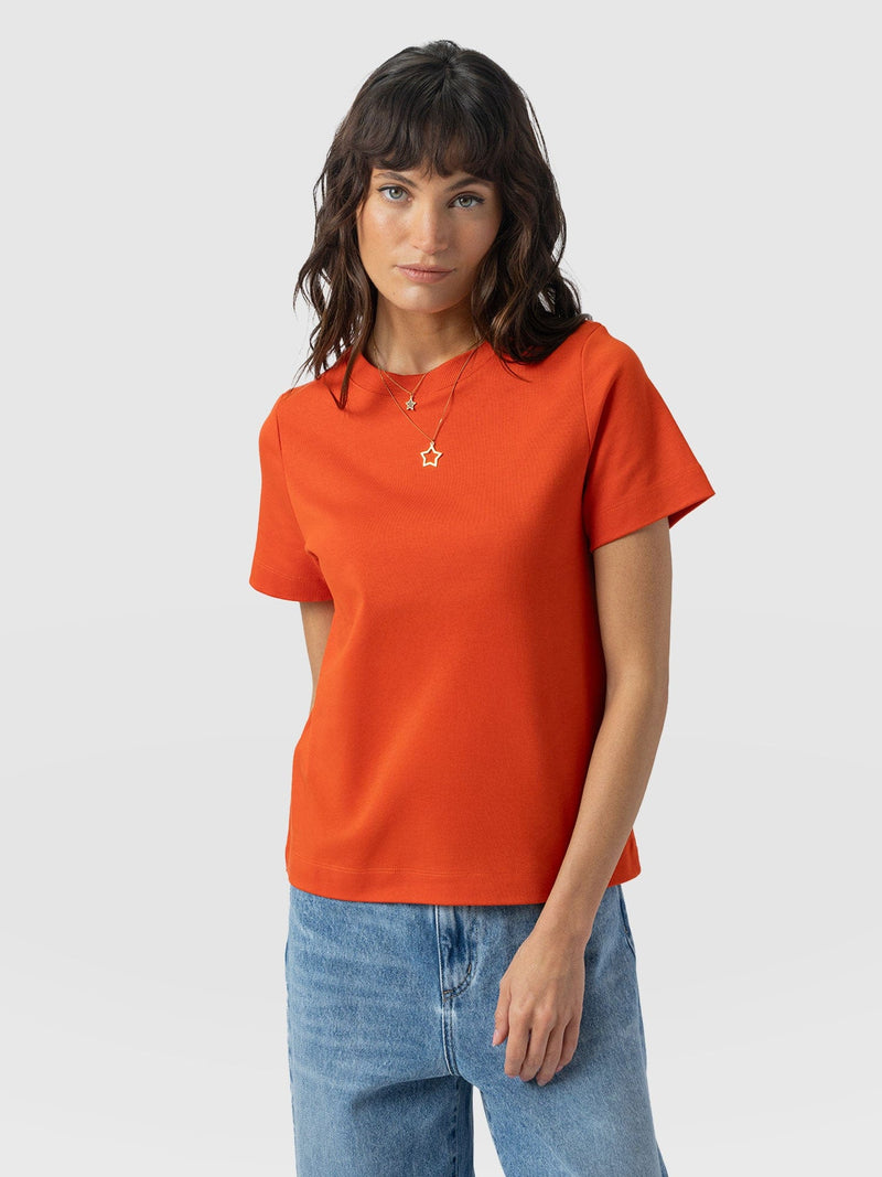Chelsea Crew Neck Tee - Burnt Orange - Women's T-shirts | Saint + Sofia® USA
