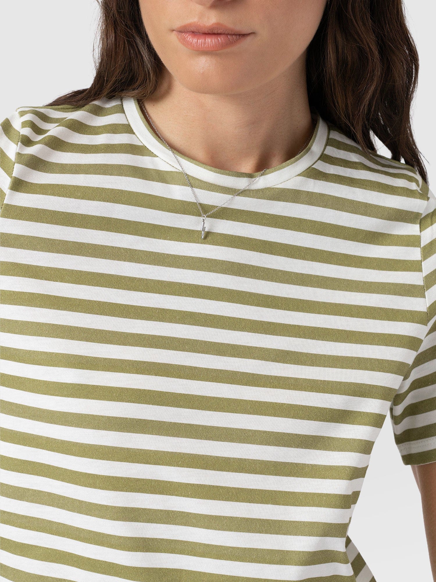 Chelsea Crew Neck Tee - Green Stripe - Women's T-shirts | Saint + Sofia® USA
