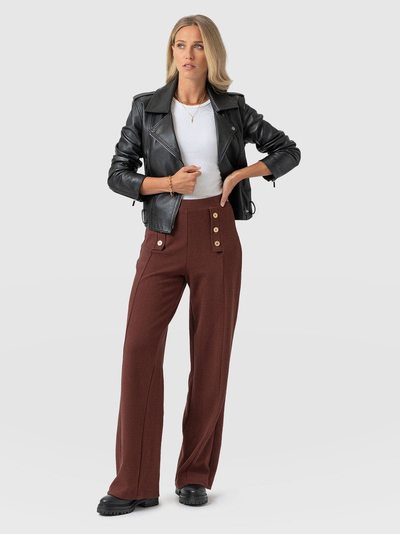 Chelsea Pant - Maroon Textured - Women's Trousers | Saint + Sofia® USA