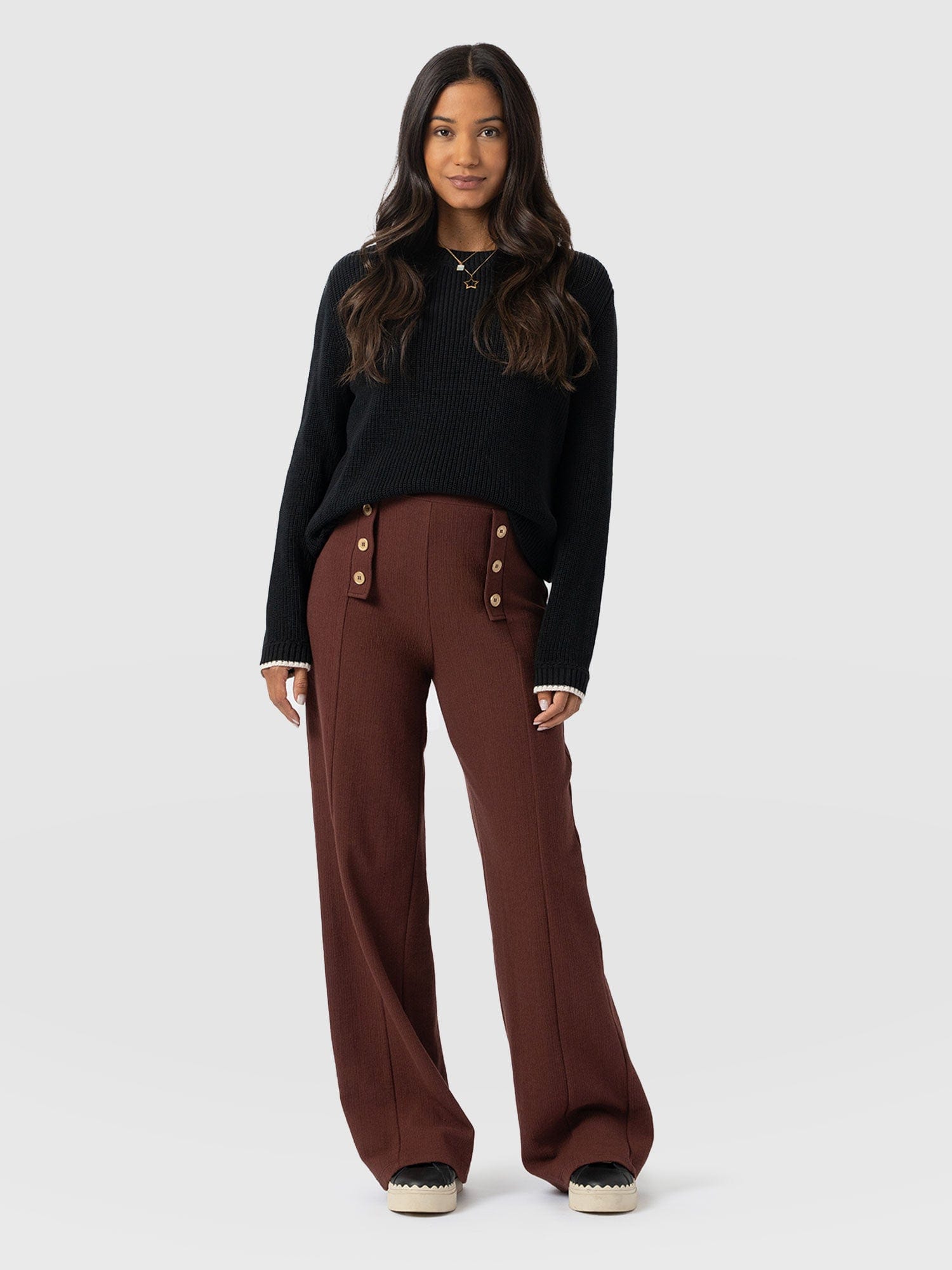 Chelsea Pant - Maroon Textured - Women's Trousers | Saint + Sofia® USA