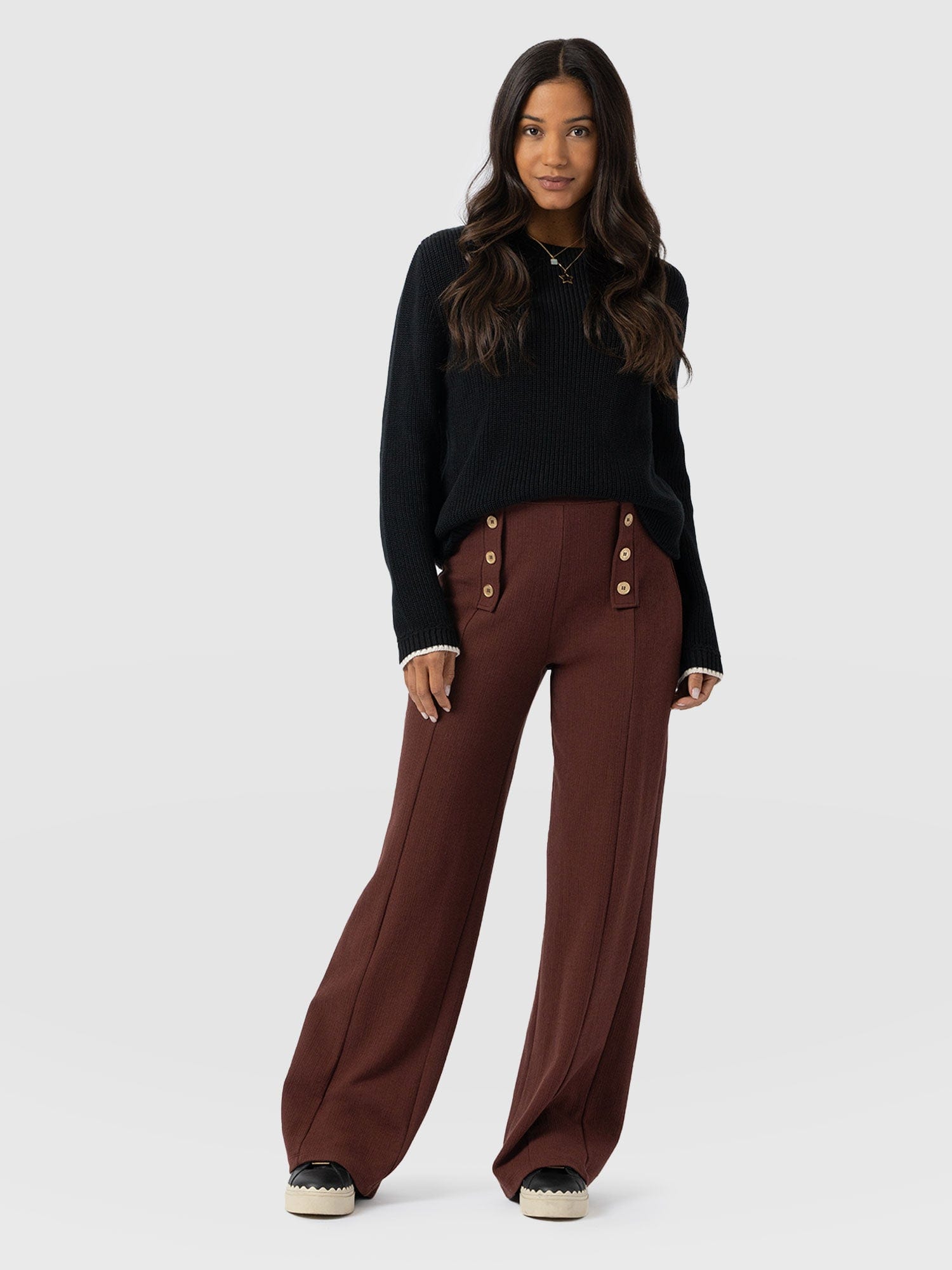 Chelsea Pant - Maroon Textured - Women's Trousers | Saint + Sofia® USA