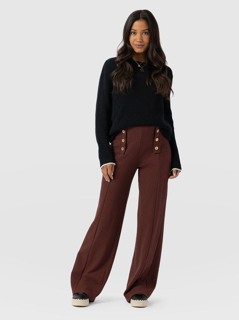 Chelsea Pant - Maroon Textured - Women's Trousers | Saint + Sofia® USA