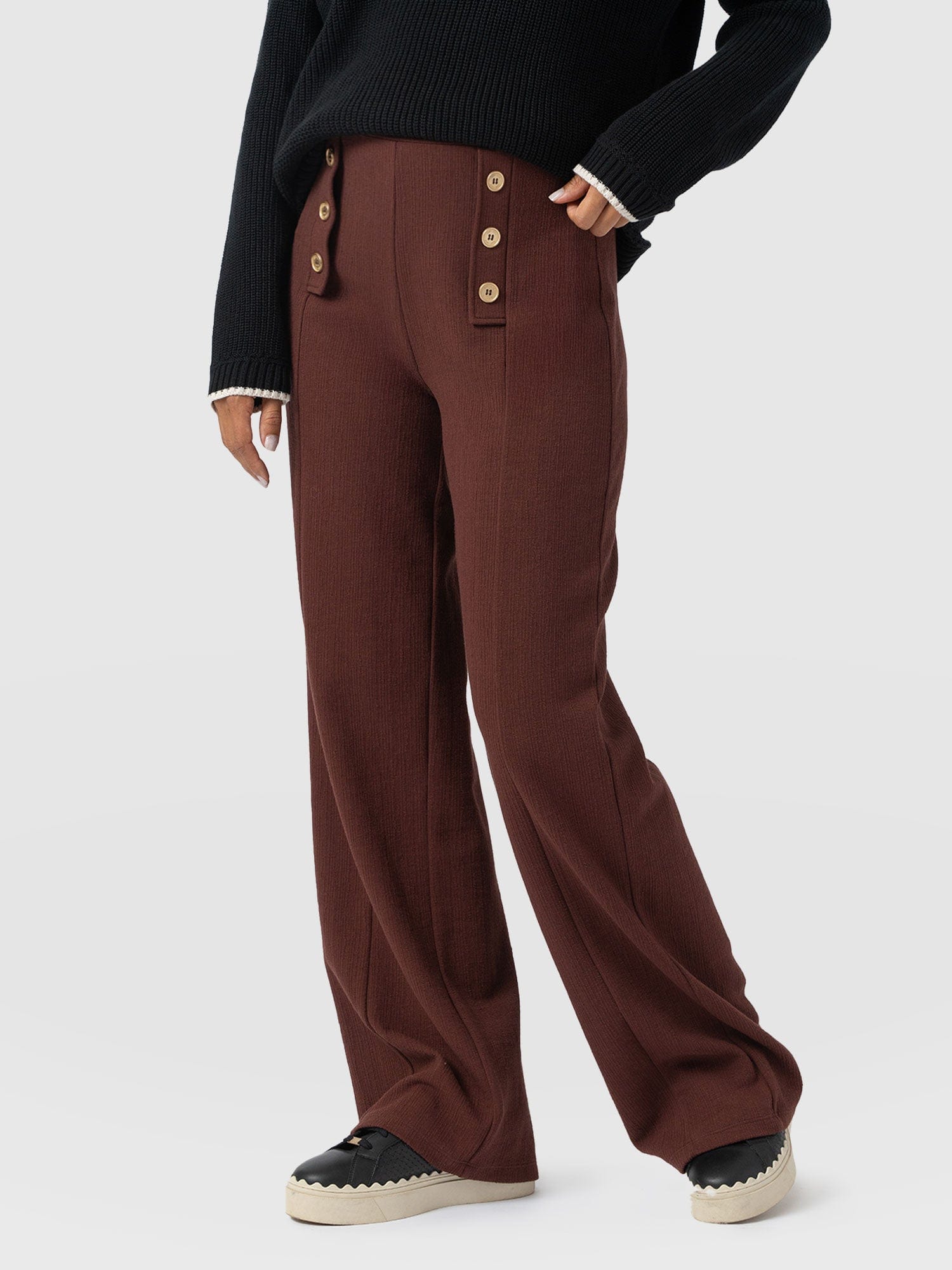 Chelsea Pant - Maroon Textured - Women's Trousers | Saint + Sofia® USA