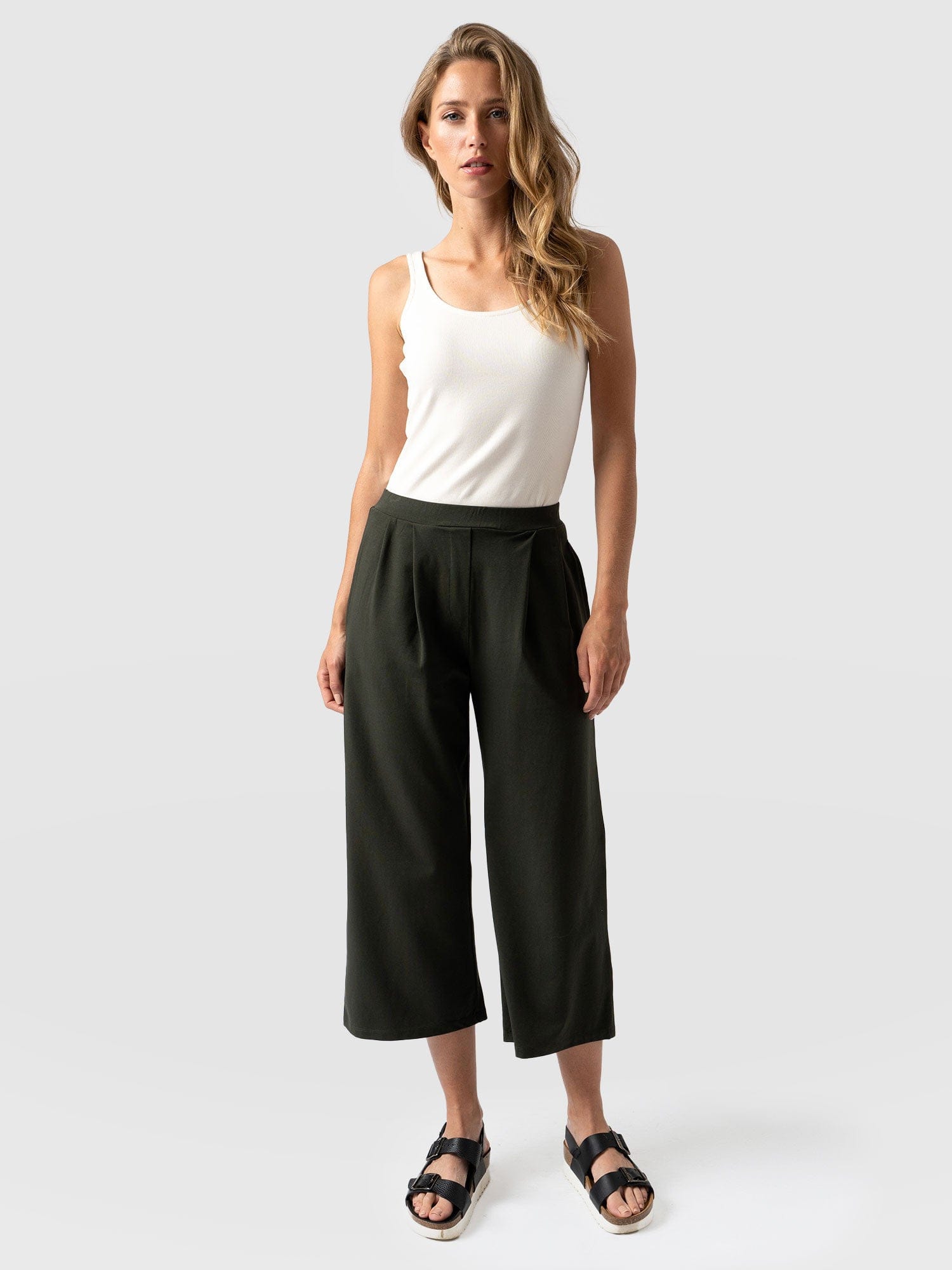 City Culotte Khaki - Women's Culottes | Saint + Sofia® UK