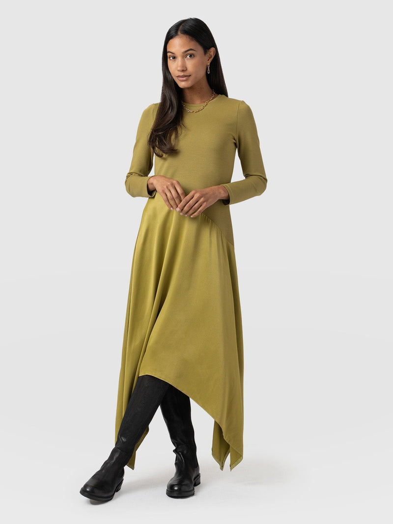 Cleo Asymmetric Dress Olive - Women's Dresses | Saint + Sofia® US