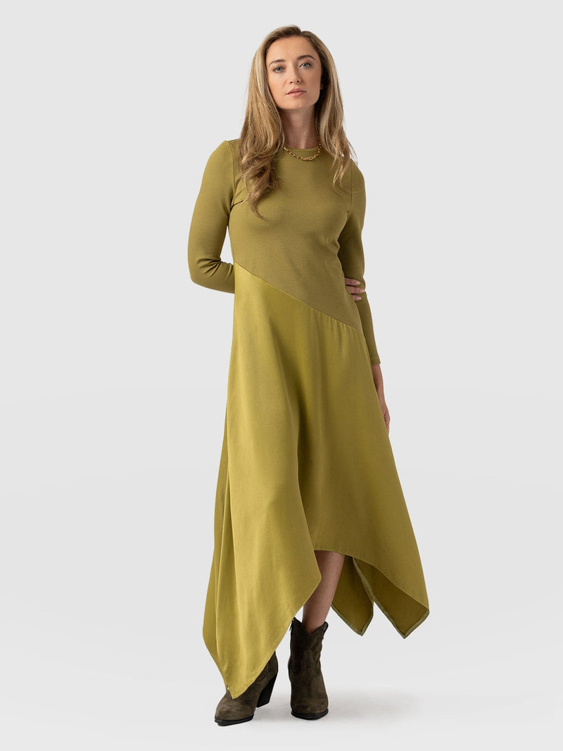 Cleo Asymmetric Dress Olive - Women's Dresses | Saint + Sofia® US