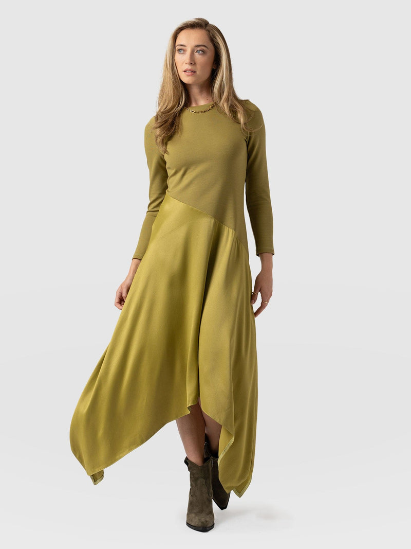 Cleo Asymmetric Dress Olive - Women's Dresses | Saint + Sofia® US