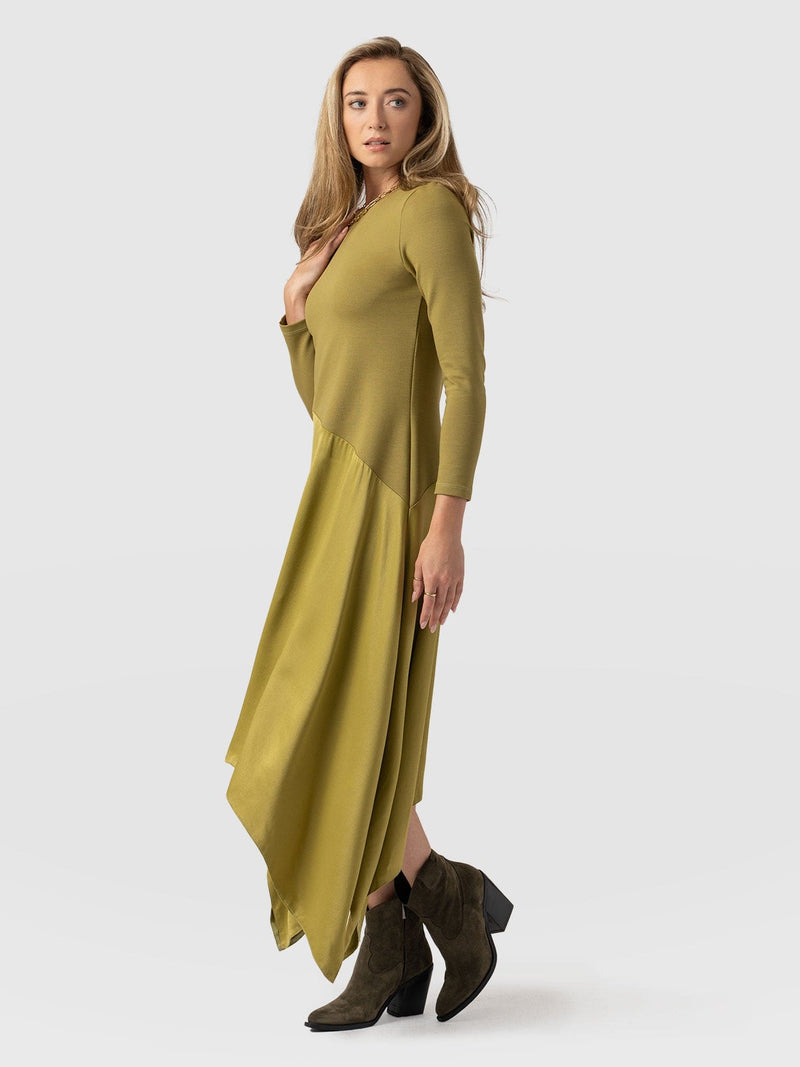 Cleo Asymmetric Dress Olive - Women's Dresses | Saint + Sofia® US