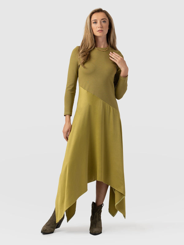 Cleo Asymmetric Dress Olive - Women's Dresses | Saint + Sofia® US