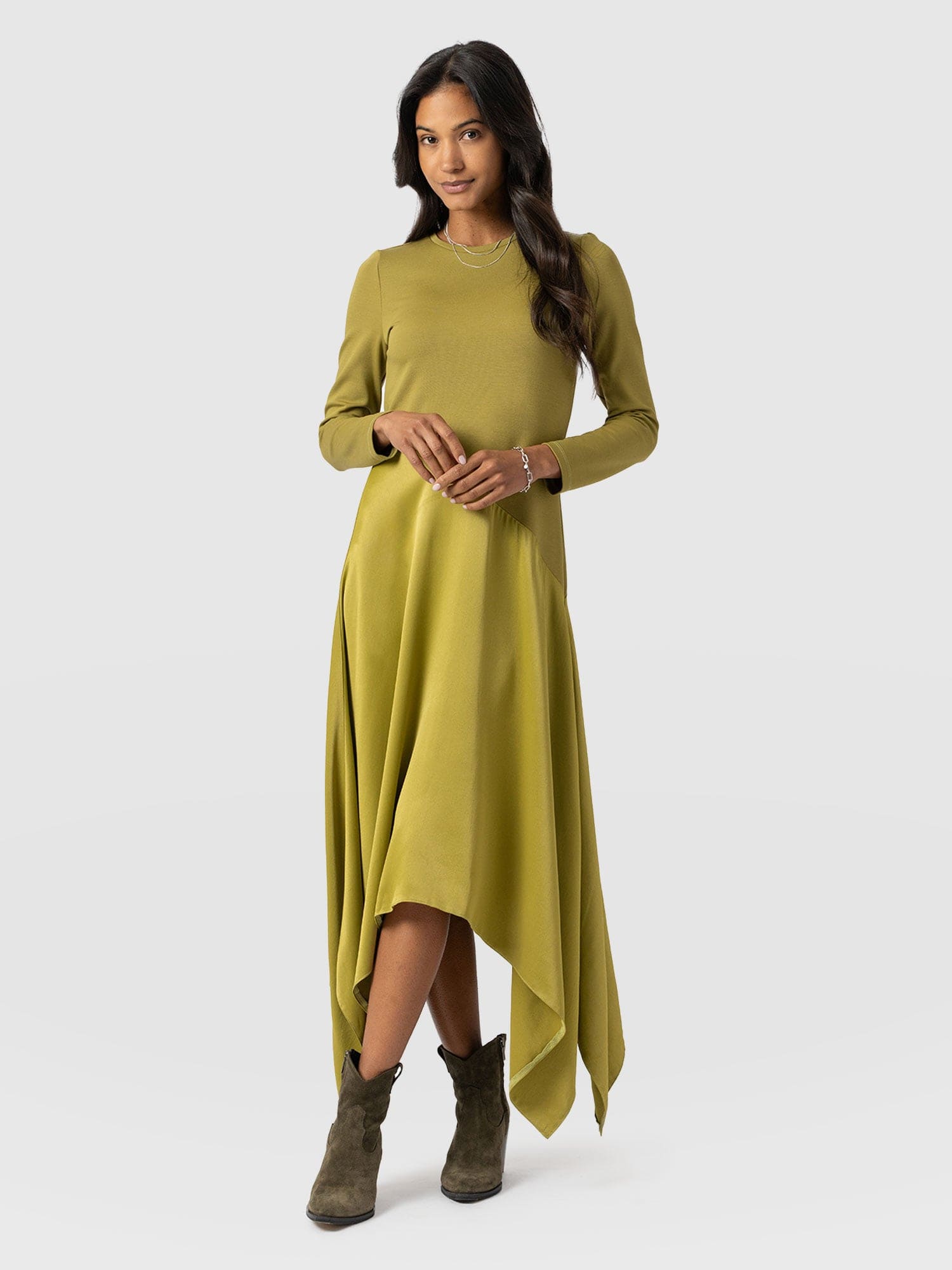 Cleo Asymmetric Dress Olive - Women's Dresses | Saint + Sofia® US