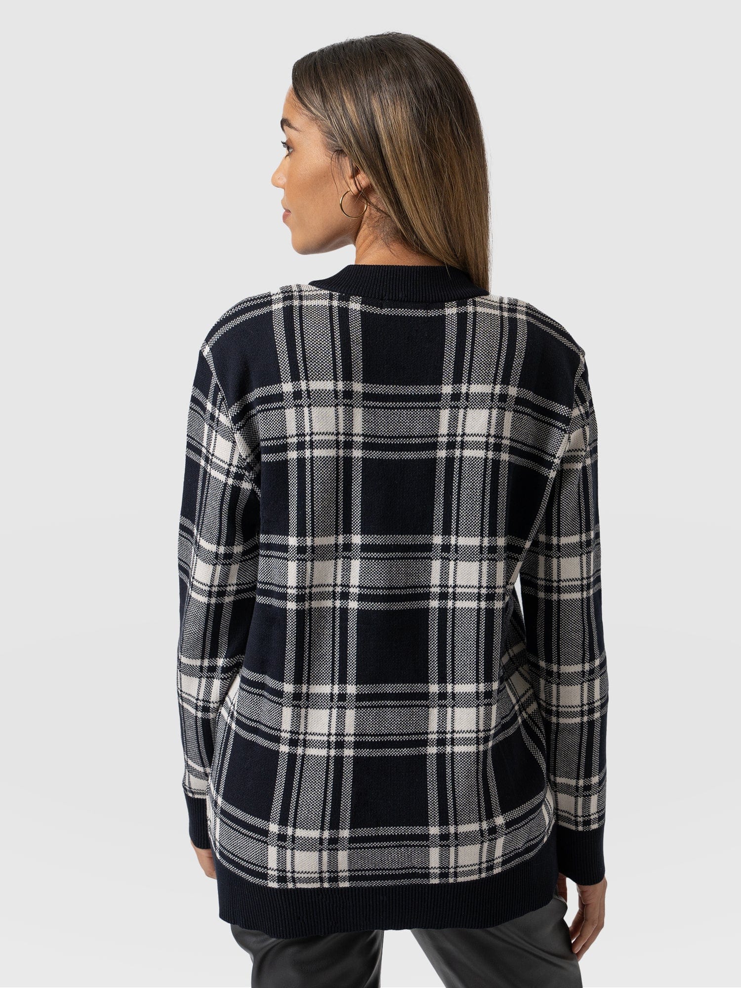 College Cardigan Navy Check - Women's Cardigans | Saint + Sofia® USA
