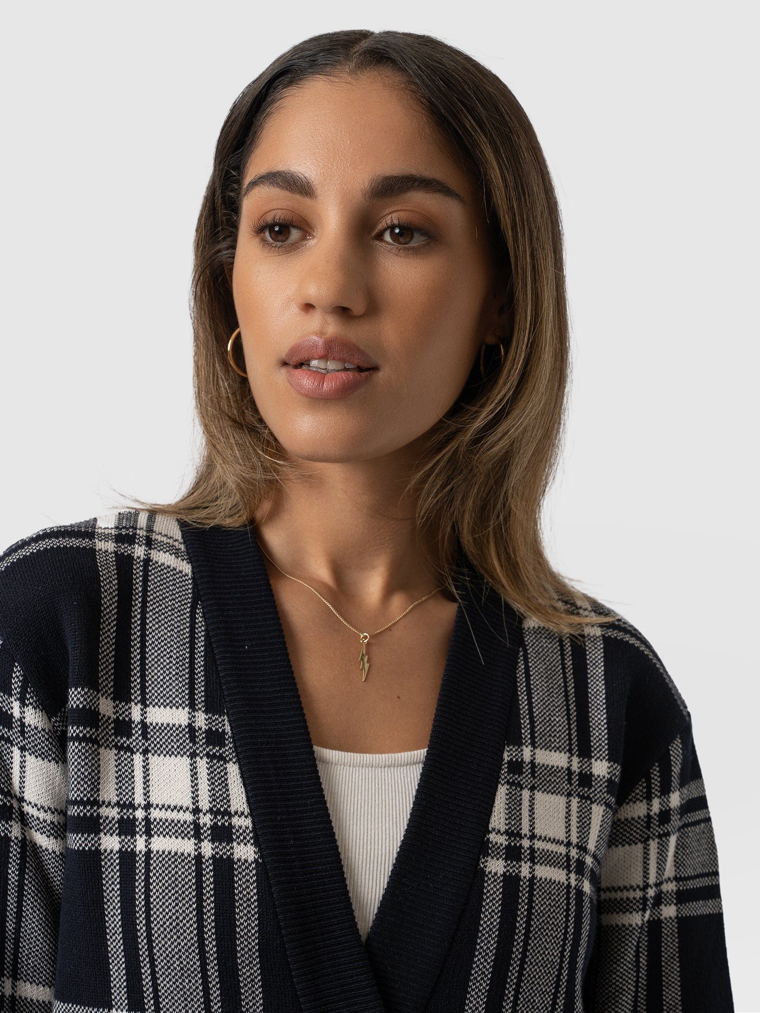 College Cardigan Navy Check - Women's Cardigans | Saint + Sofia® USA