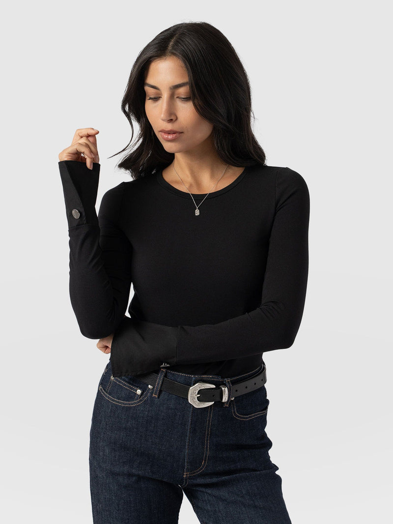 Connie Cuff Tee Black - Women's Tops | Saint + Sofia® US