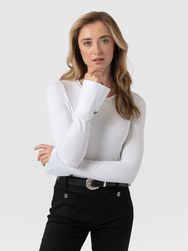 Connie Cuff Tee White - Women's Tops | Saint + Sofia® US