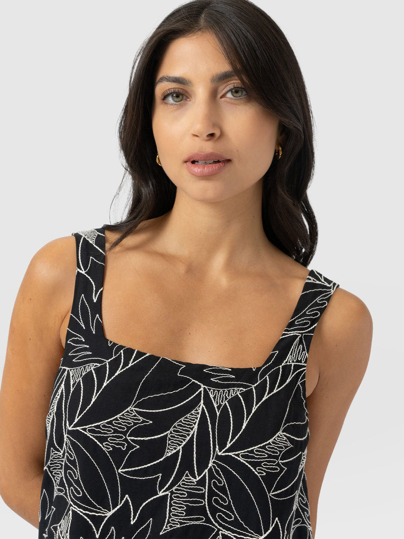 Corinne Cami Dress - Black Embroidered - Women's Dresses | Saint + Sofia® USA