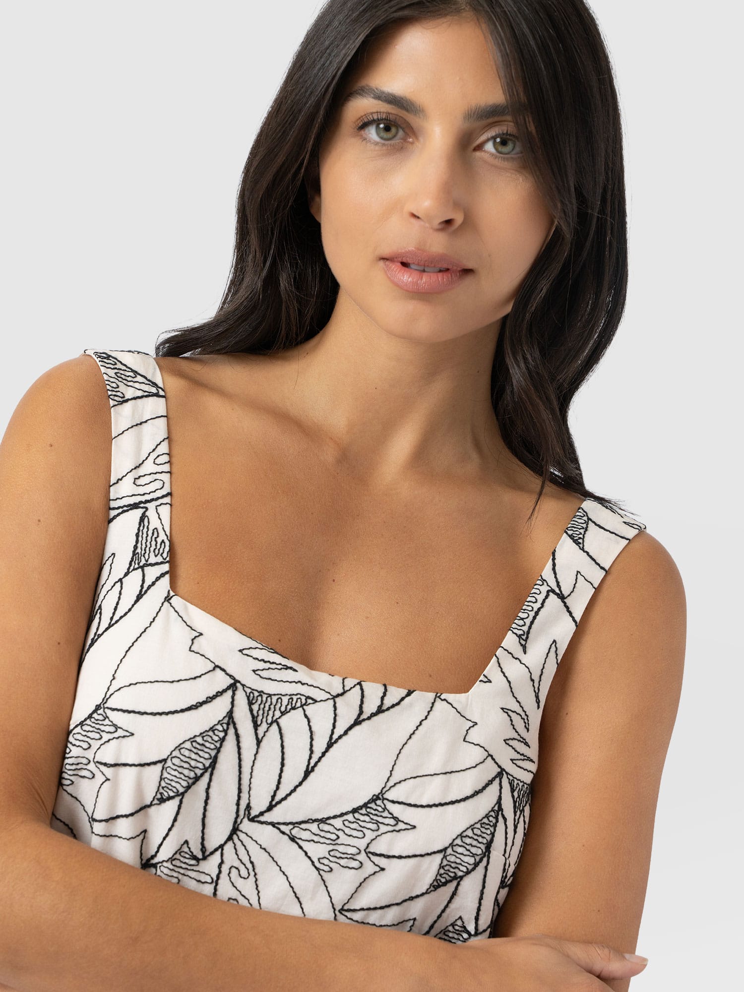 Corinne Cami Dress - Cream Embroidered - Women's Dresses | Saint + Sofia® USA