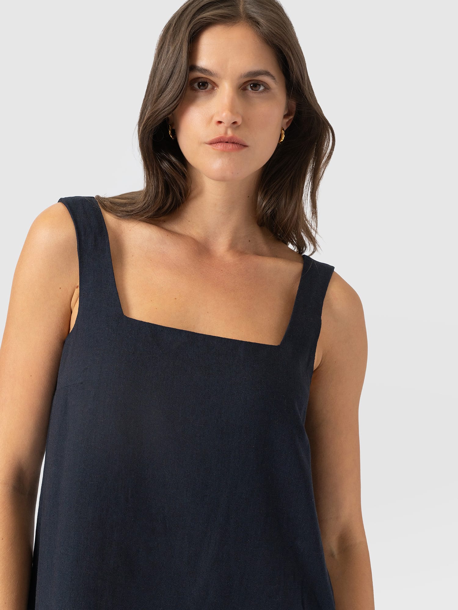 Corinne Linen Cami Dress - Navy - Women's Dresses | Saint and Sofia® USA