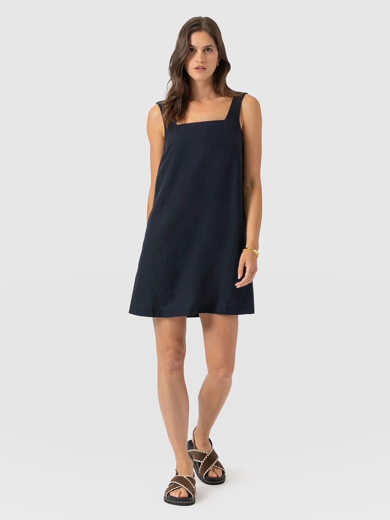 Corinne Linen Cami Dress - Navy - Women's Dresses | Saint and Sofia® USA