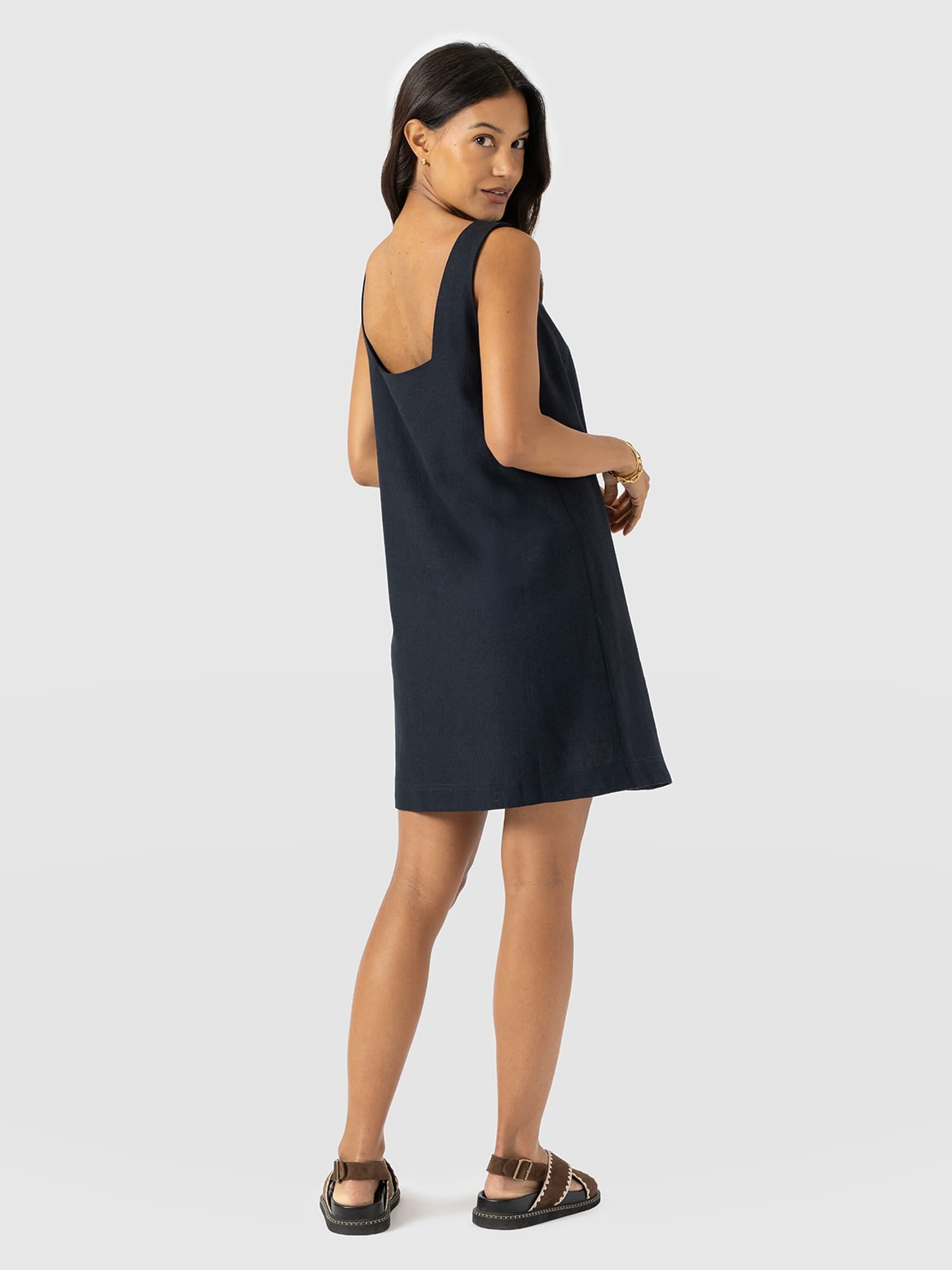Corinne Linen Cami Dress - Navy - Women's Dresses | Saint and Sofia® USA