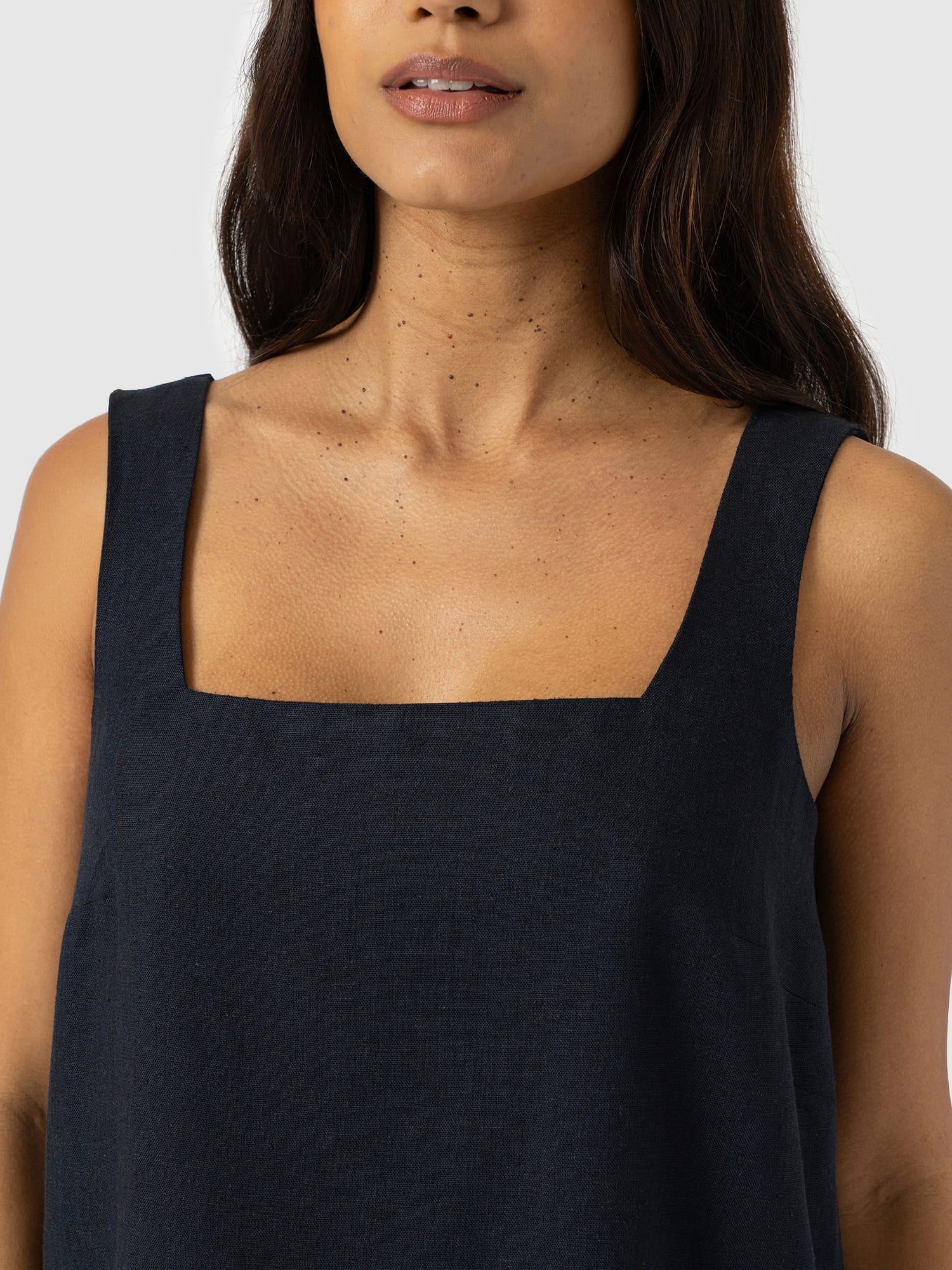 Corinne Linen Cami Dress - Navy - Women's Dresses | Saint and Sofia® USA