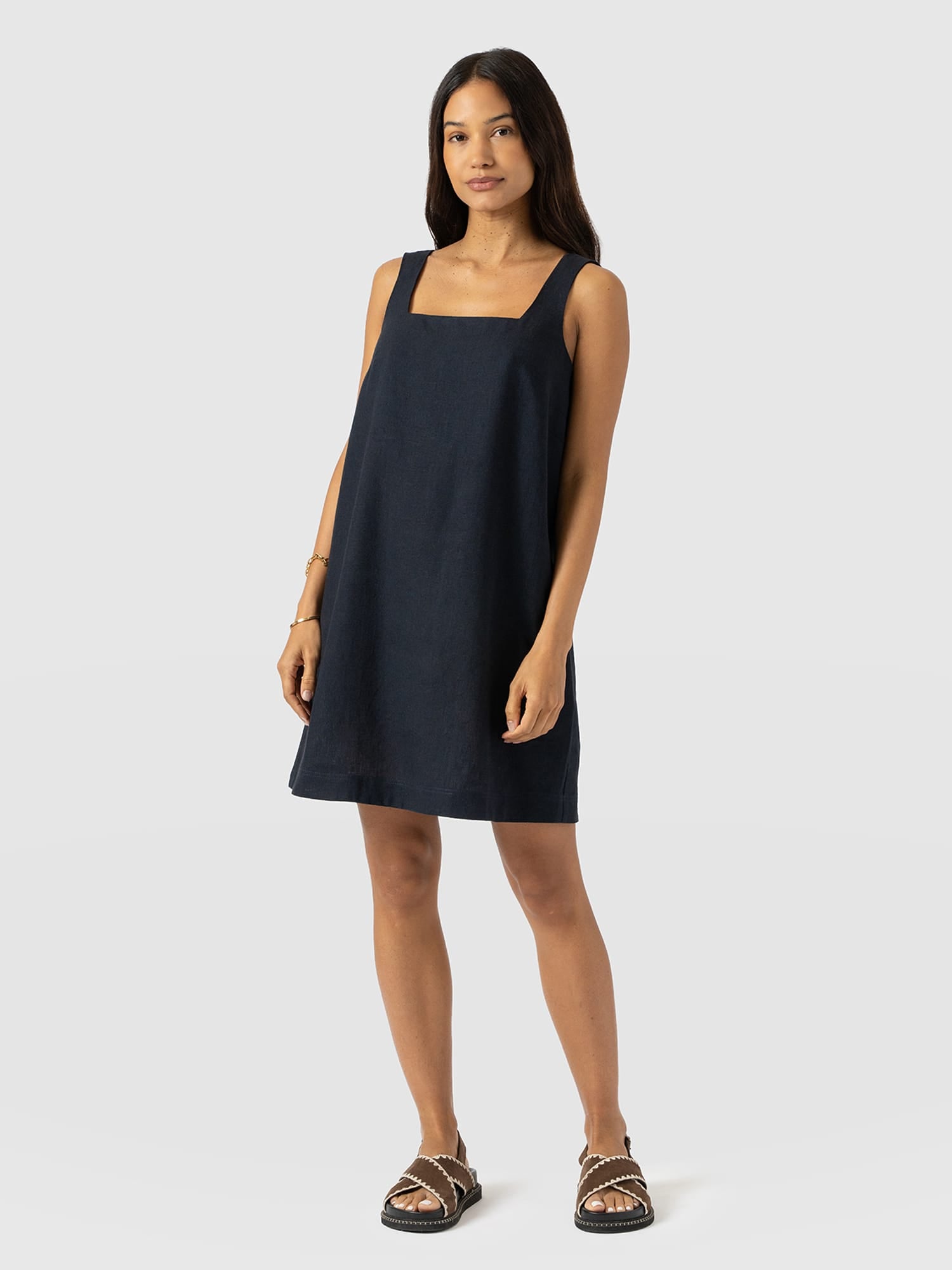 Corinne Linen Cami Dress - Navy - Women's Dresses | Saint and Sofia® USA