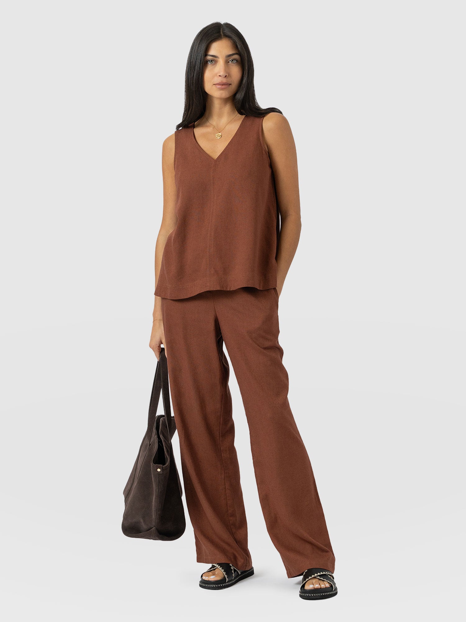 Corinne Linen Pant - Russet Brown - Women's Trousers | Saint + Sofia® US