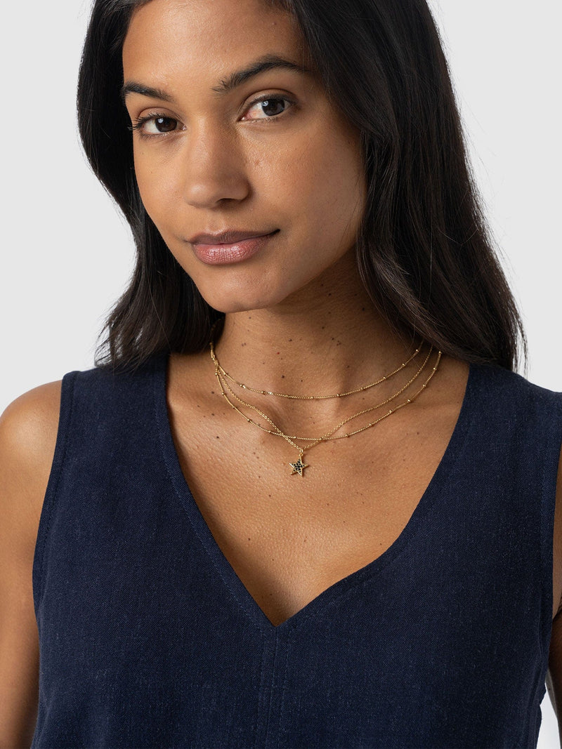 Corinne Linen V Neck Tunic - Navy - Women's T-shirts | Saint + Sofia® USA