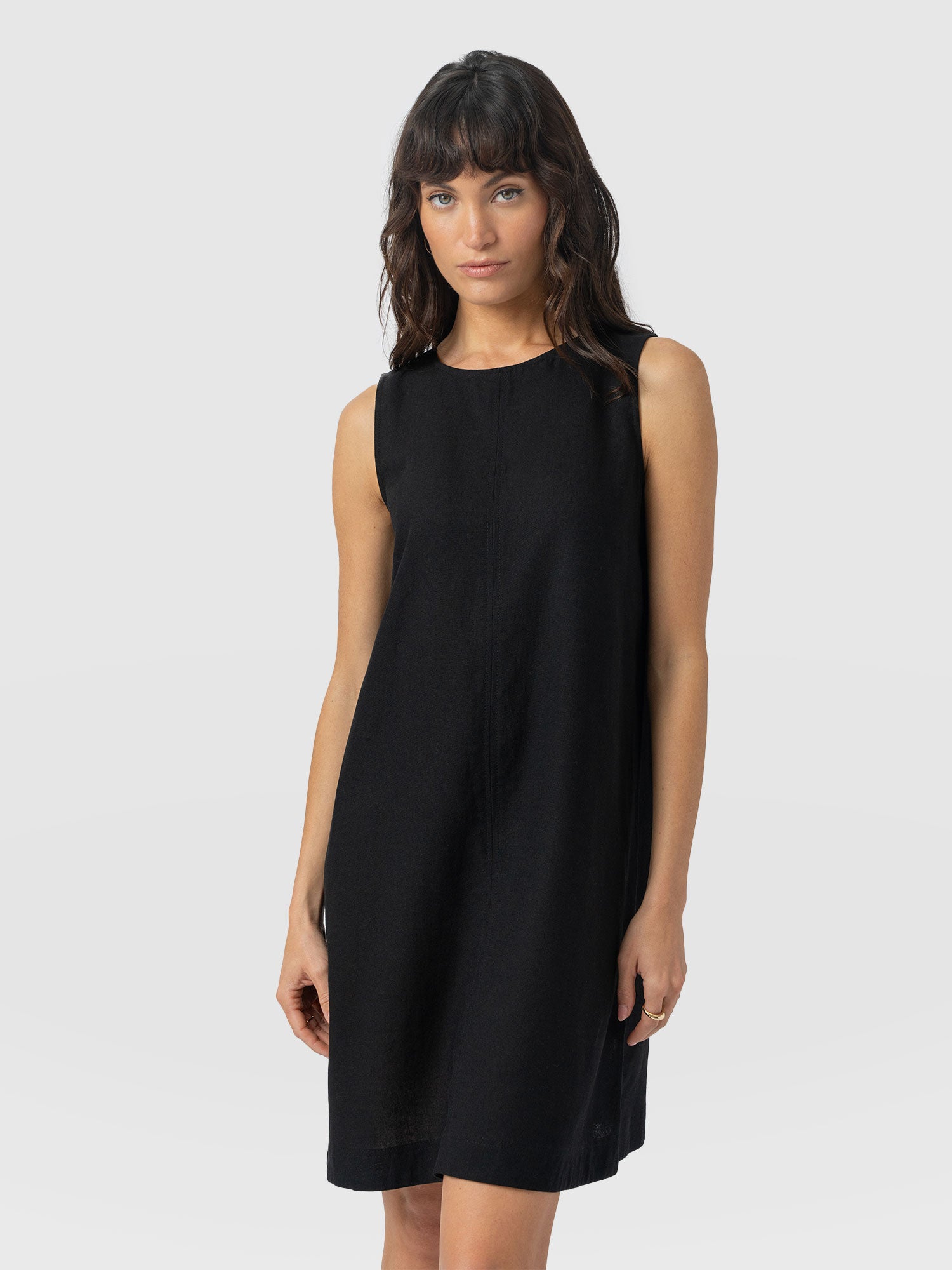 Corinne Linen Shift Dress - Black - Women's Dresses | Saint and Sofia® USA