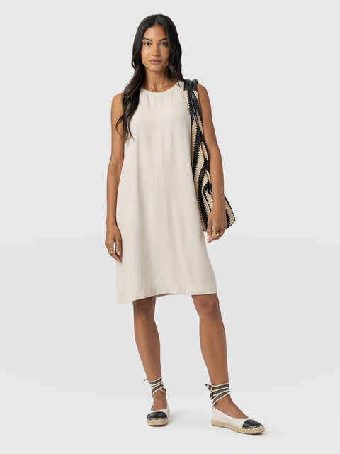Corinne Linen Shift Dress - Oatmeal - Women's Dresses | Saint and Sofia® USA