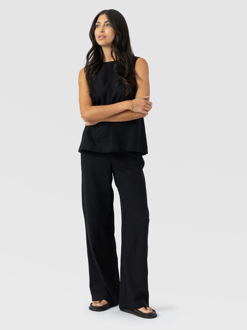 Corinne Wide Leg Linen Pant - Black - Women's Pants | Saint + Sofia® USA