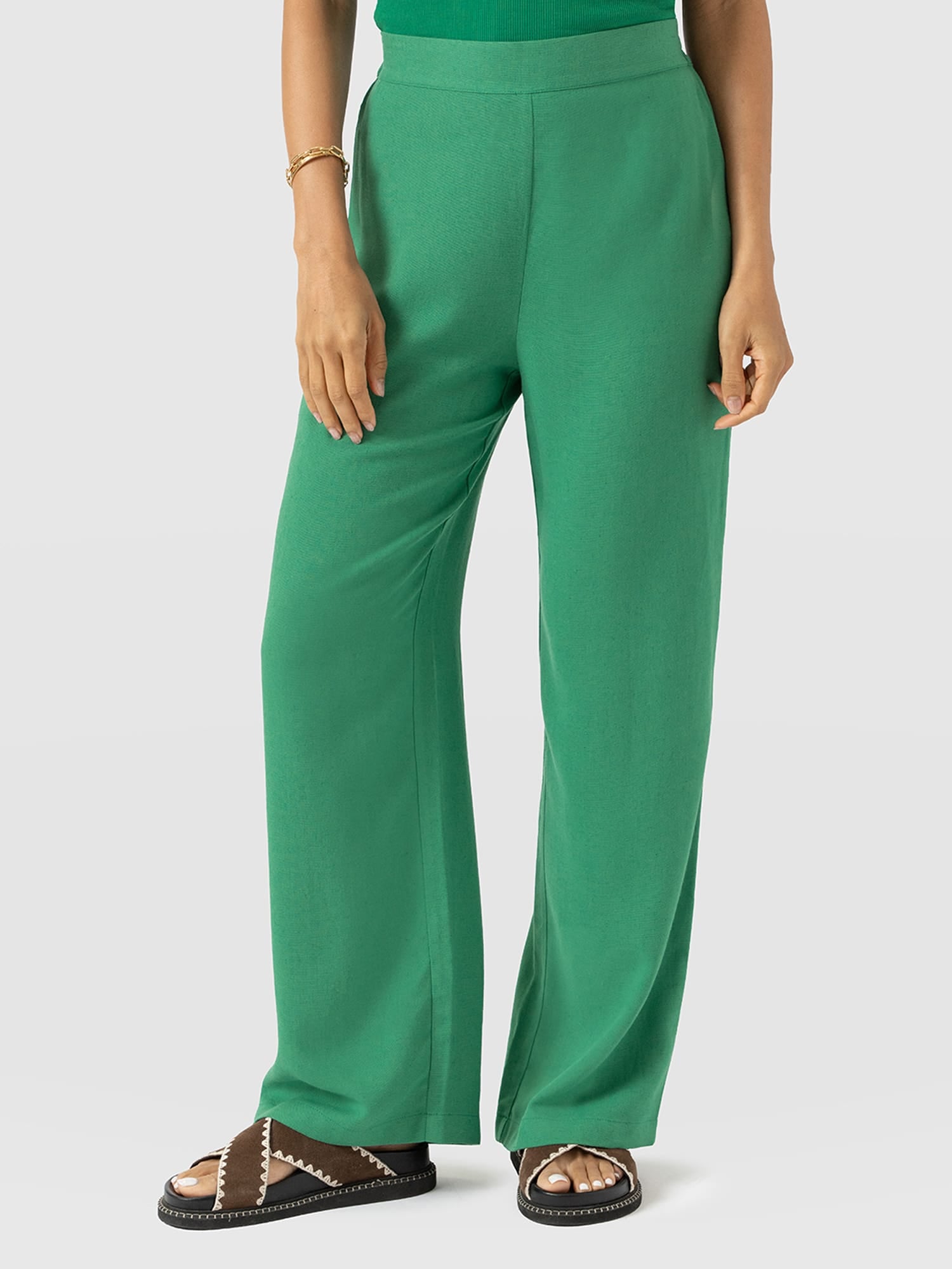 Corinne Wide Leg Linen Pant - Green - Women's Pants | Saint + Sofia® USA