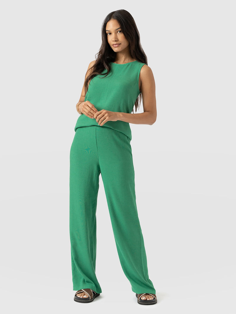 Corinne Wide Leg Linen Pant - Green - Women's Pants | Saint + Sofia® USA