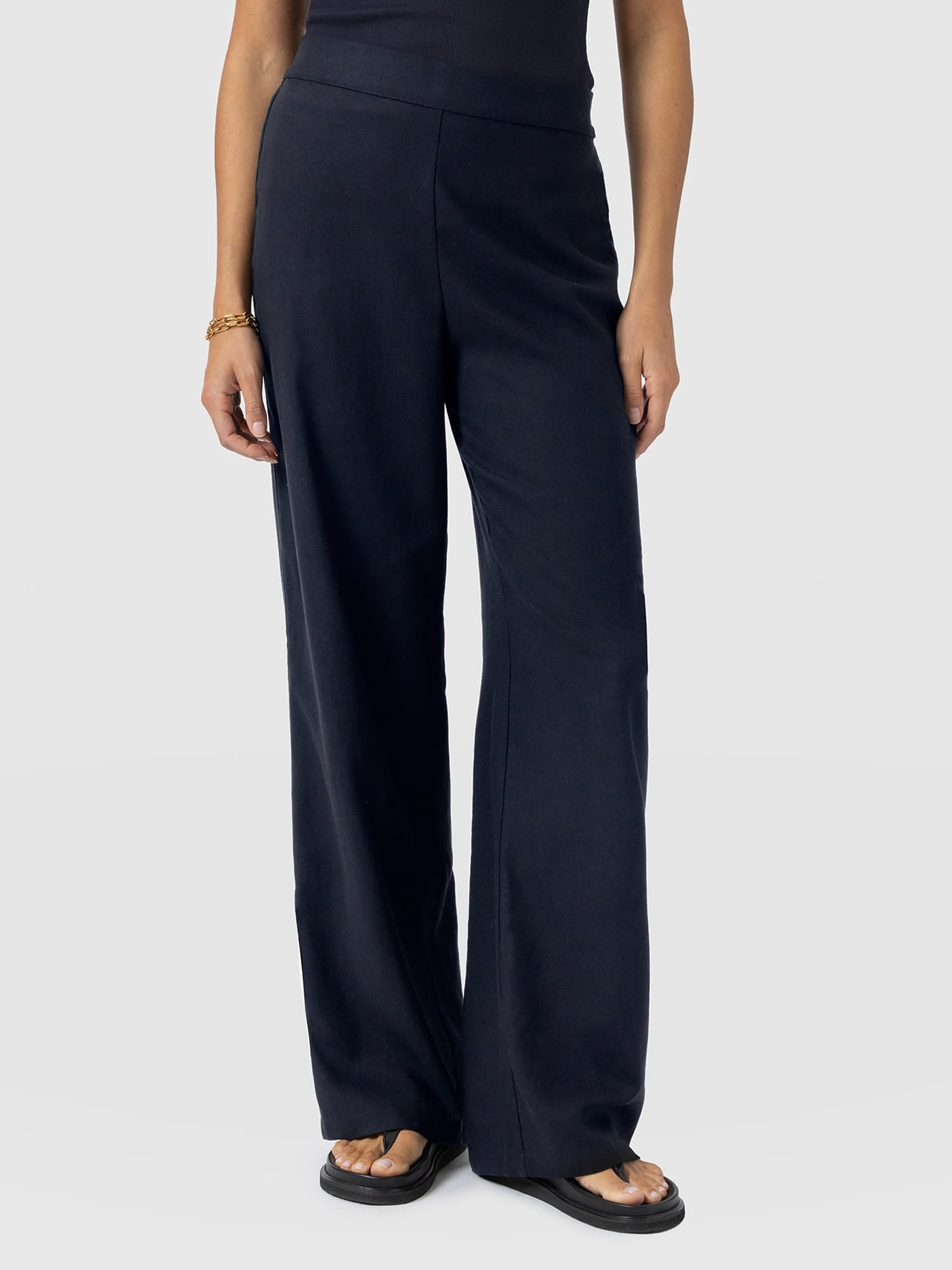 Corinne Wide Leg Linen Pant - Navy - Women's Pants | Saint + Sofia® USA