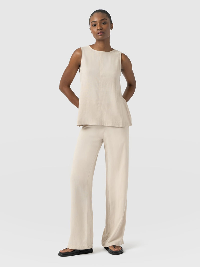 Corinne Wide Leg Linen Pant - Oatmeal - Women's Pants | Saint and Sofia® USA