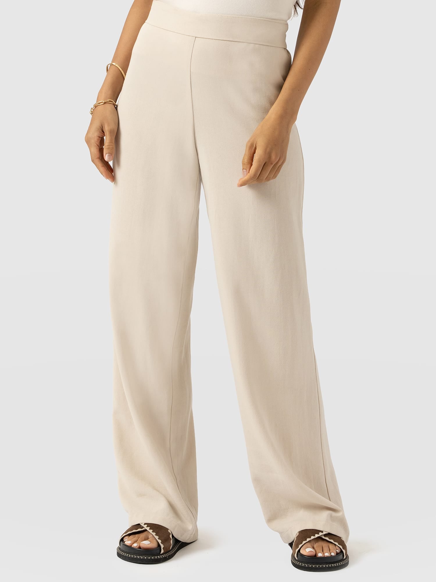 Corinne Wide Leg Linen Pant - Oatmeal - Women's Pants | Saint + Sofia® USA