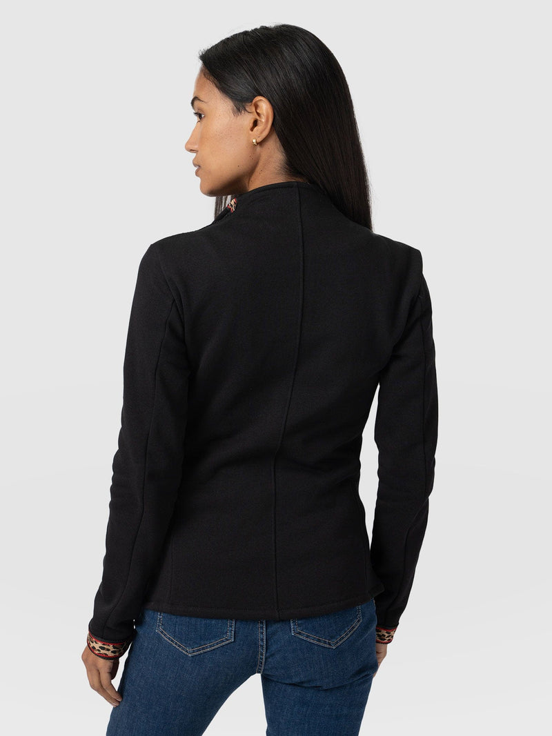 Cotton Biker Jacket Black Leopard - Women's Jackets | Saint + Sofia® USA