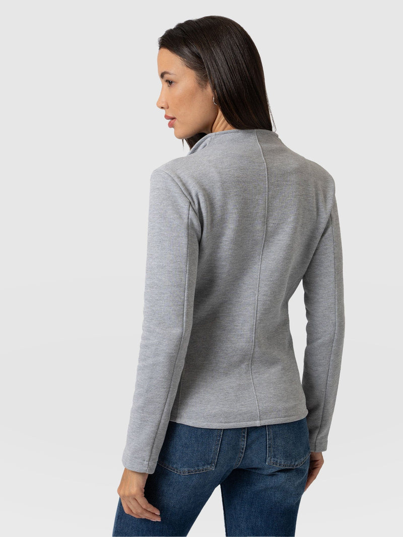 Cotton Biker Jacket Grey Melange - Women's Jackets | Saint + Sofia® USA