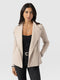 Cotton Biker Jacket-Light Beige-Black/Cream Stripe