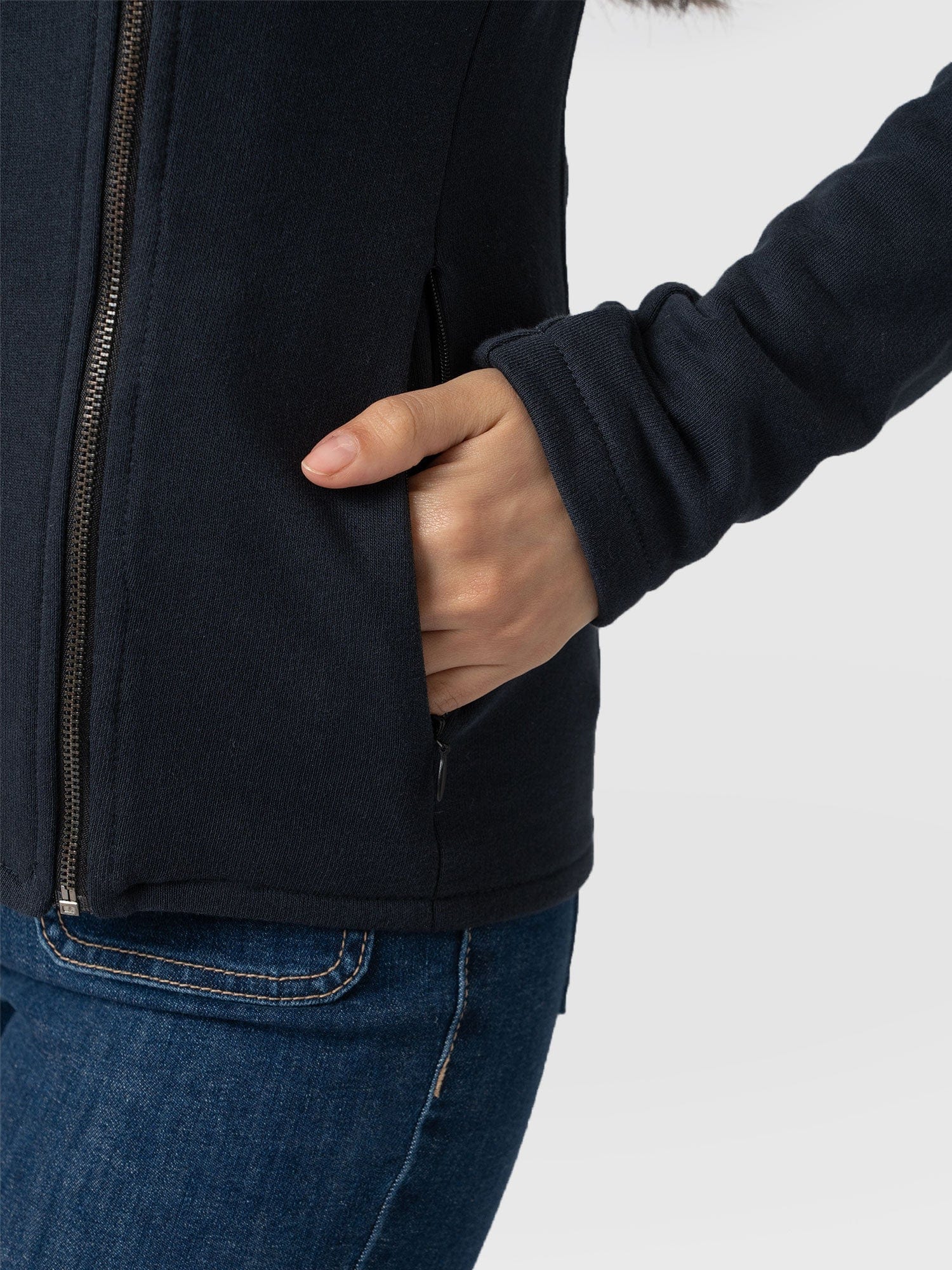 Cotton Biker Jacket Navy - Women's Jackets | Saint + Sofia® USA