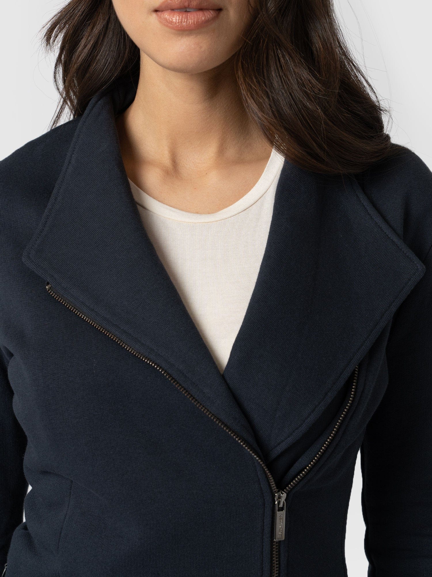 Cotton Biker Jacket Navy - Women's Jackets | Saint + Sofia® USA