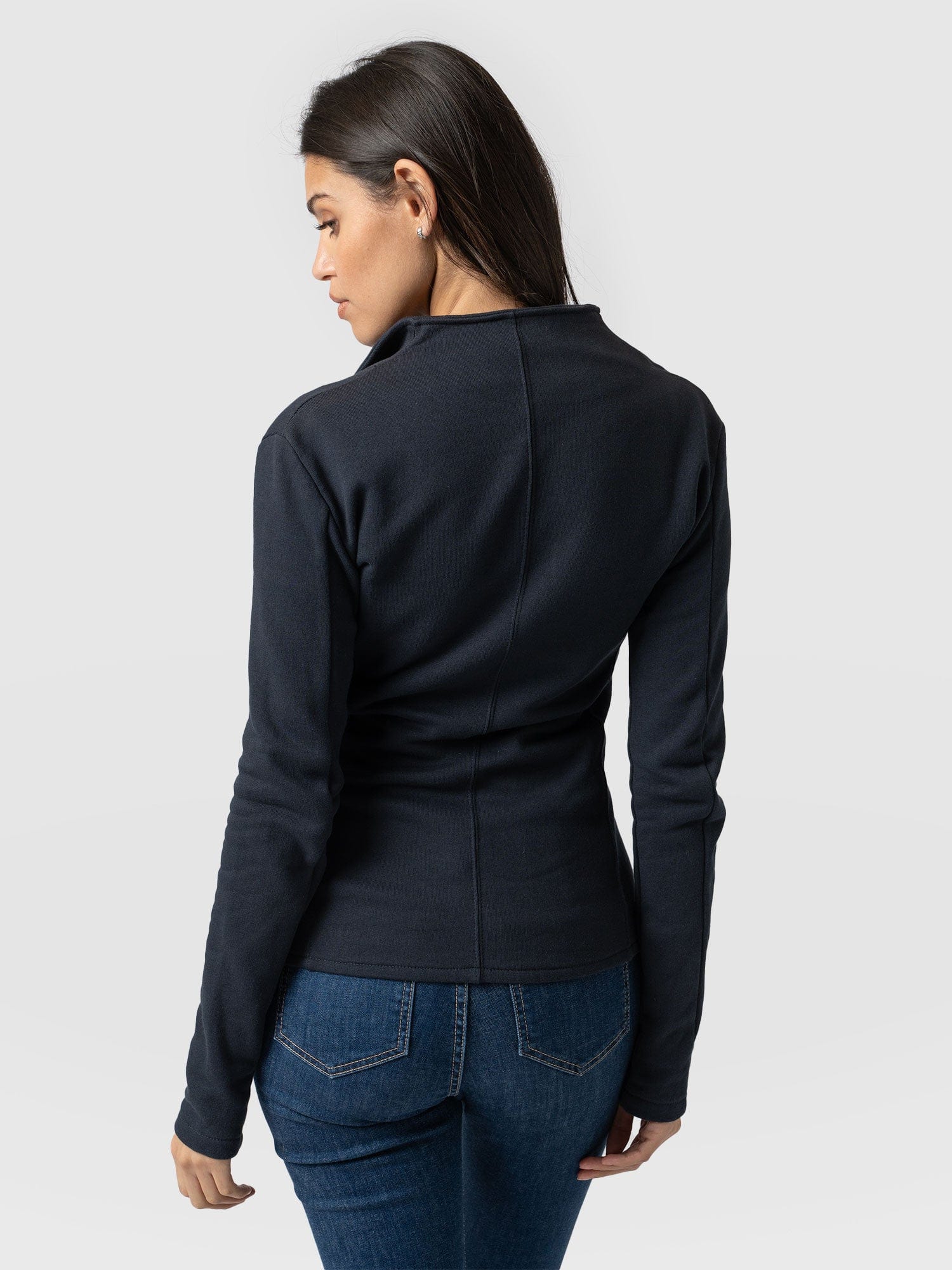 Cotton Biker Jacket Navy - Women's Jackets | Saint + Sofia® USA
