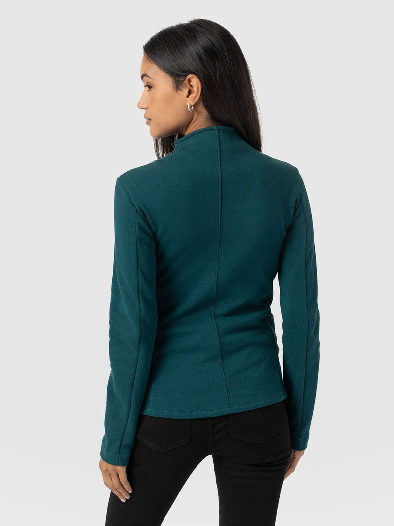 Cotton Biker Jacket Teal - Women's Jackets | Saint + Sofia® US